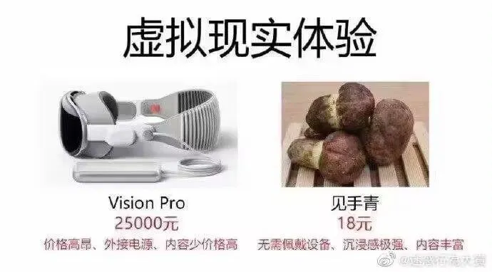 虚拟现实体验VisionPro见手青25000元18元价格高