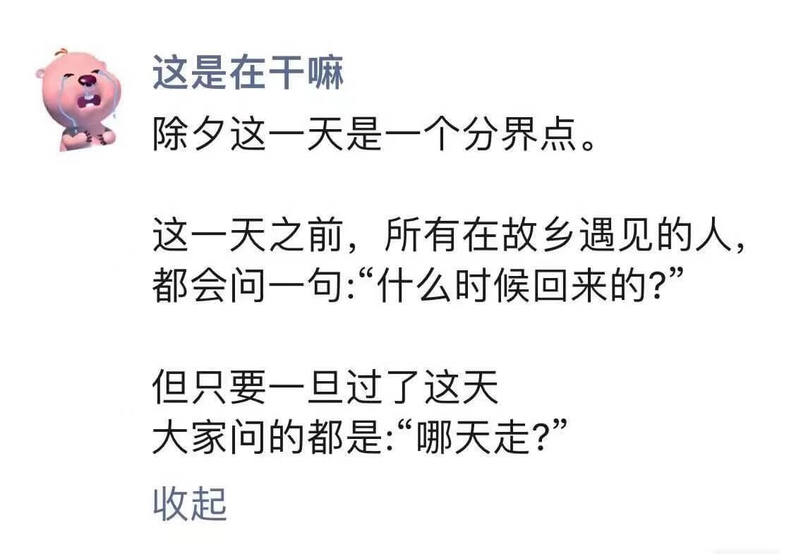 这是在干嘛除夕这一天是一个分界点。这一天之前，所有在故乡遇见