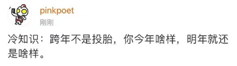 pinkpoet刚刚冷知识：跨年不是投胎，你今年啥样，明年就