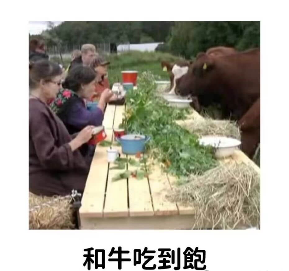 和牛吃到